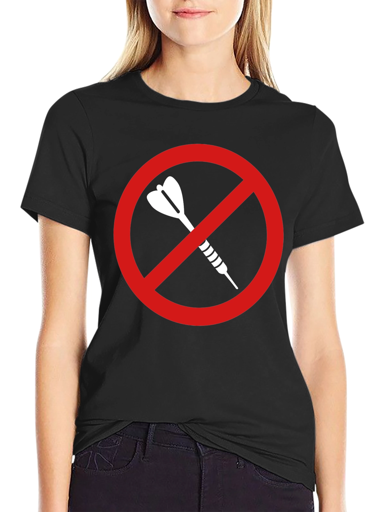 Black No Darts Allowed T-Shirt - Dart Game Ban Tee view 2