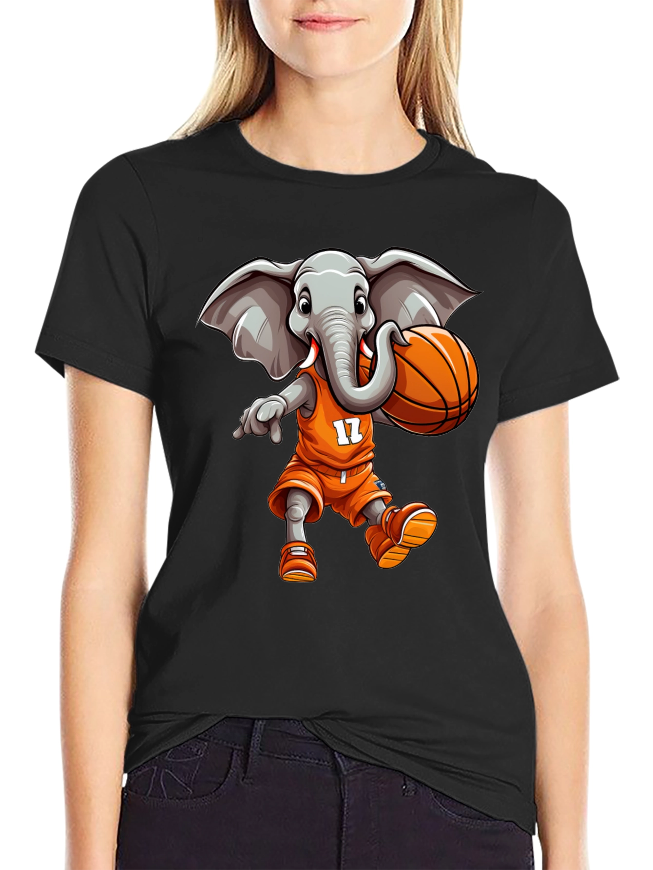 Black Elephant Basketball Player T-Shirt view 2