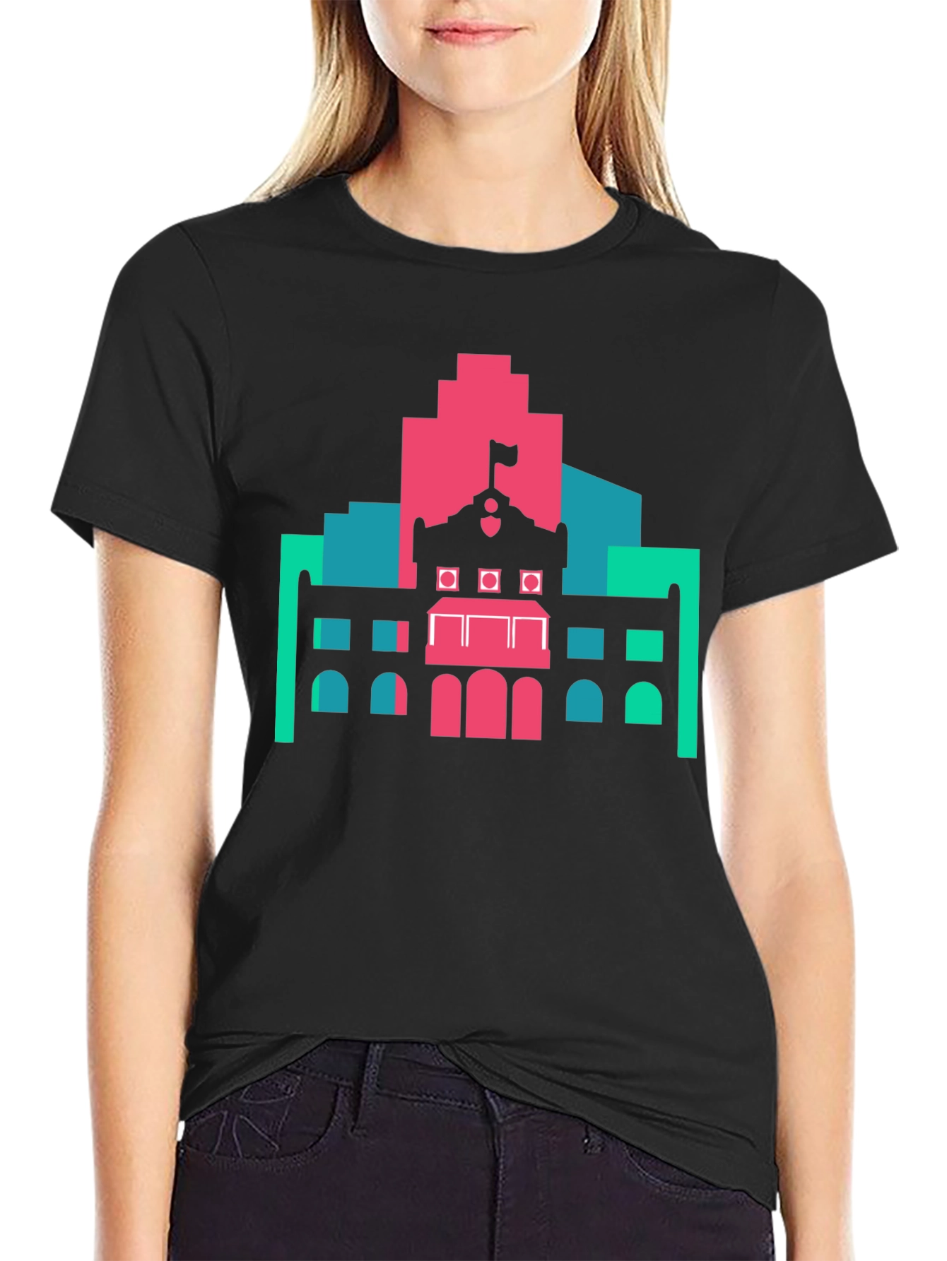 Black Architectural Graphic Tee - Modern Building Design view 2