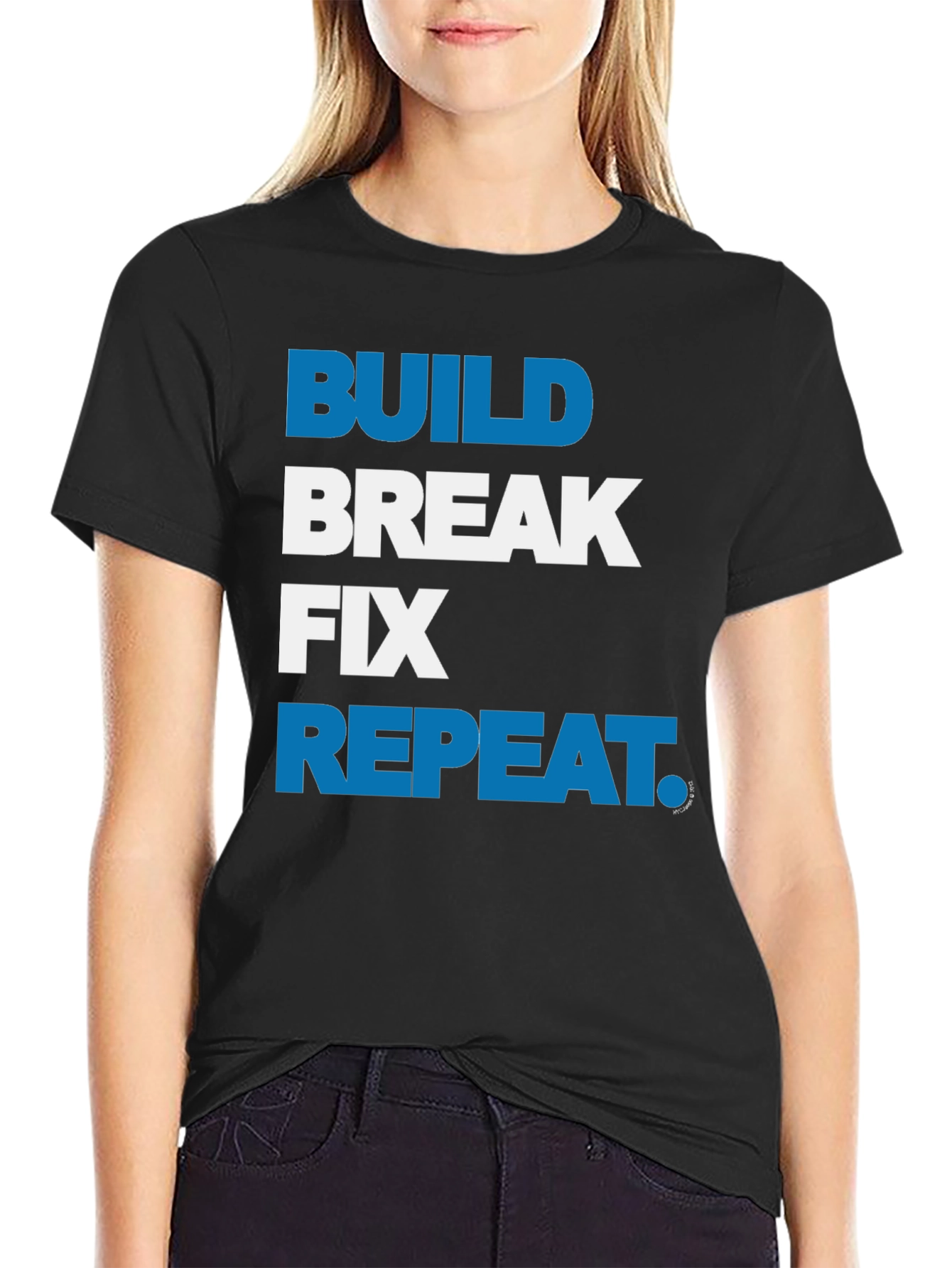 Black Build Break Fix Repeat Graphic T-Shirt view 2