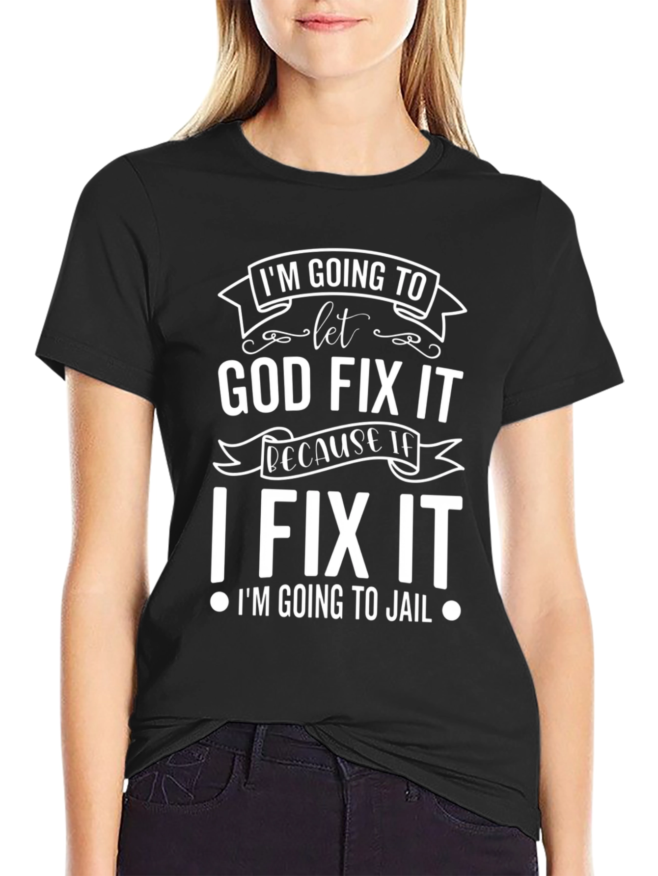 Black God Fix It T-Shirt - Funny Graphic Tee view 2
