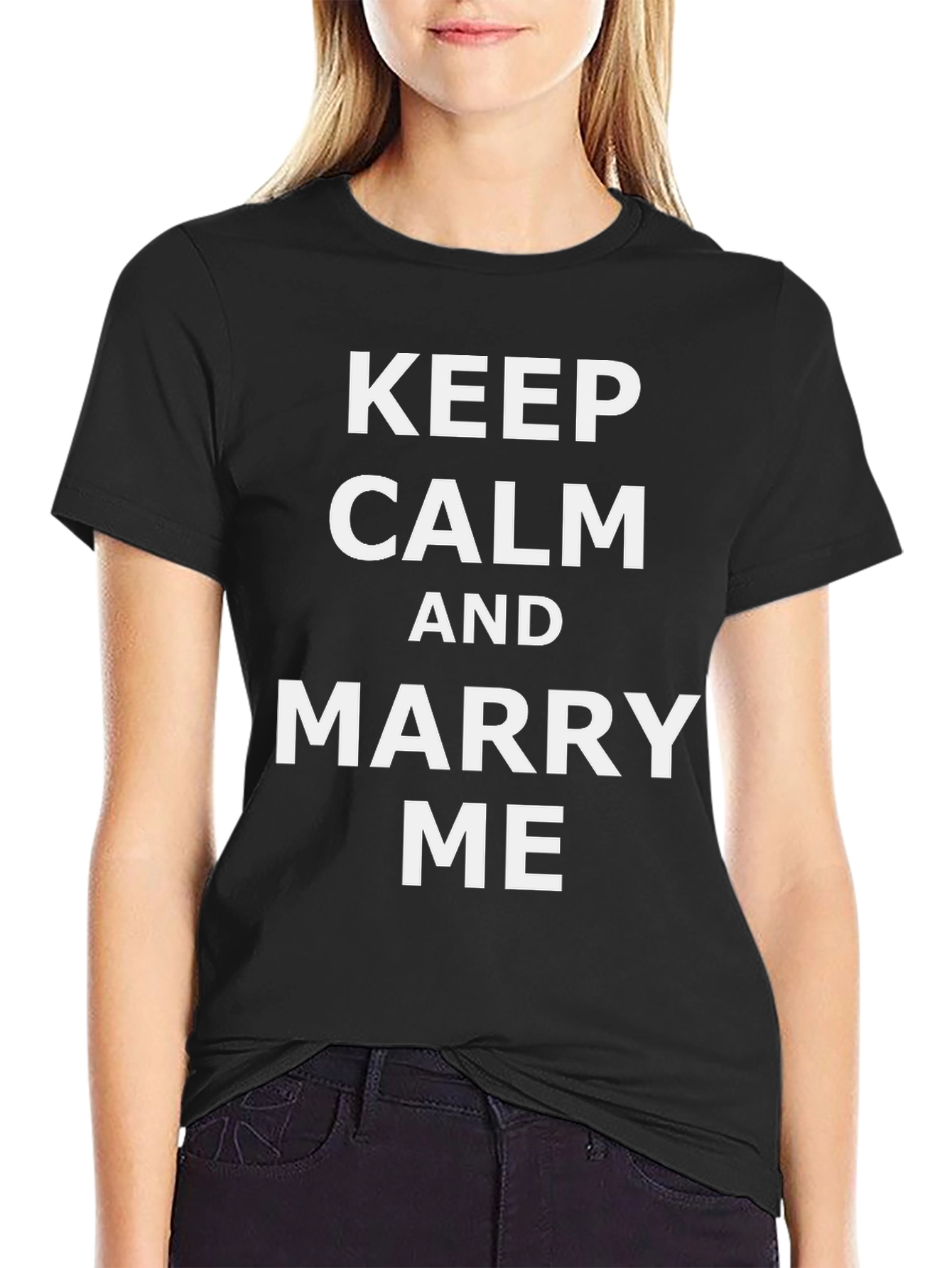Black Keep Calm and Marry Me T-Shirt view 2