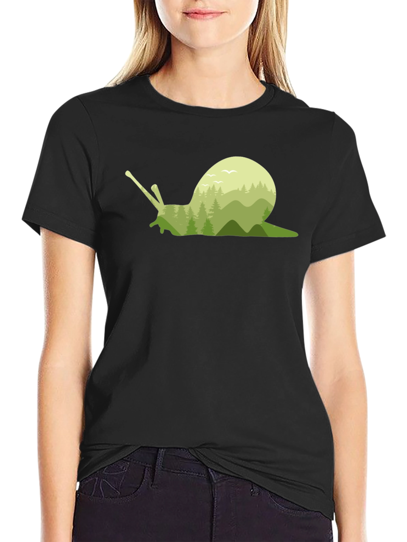 Black Nature Snail Graphic Tee - Soft Cotton Blend view 2