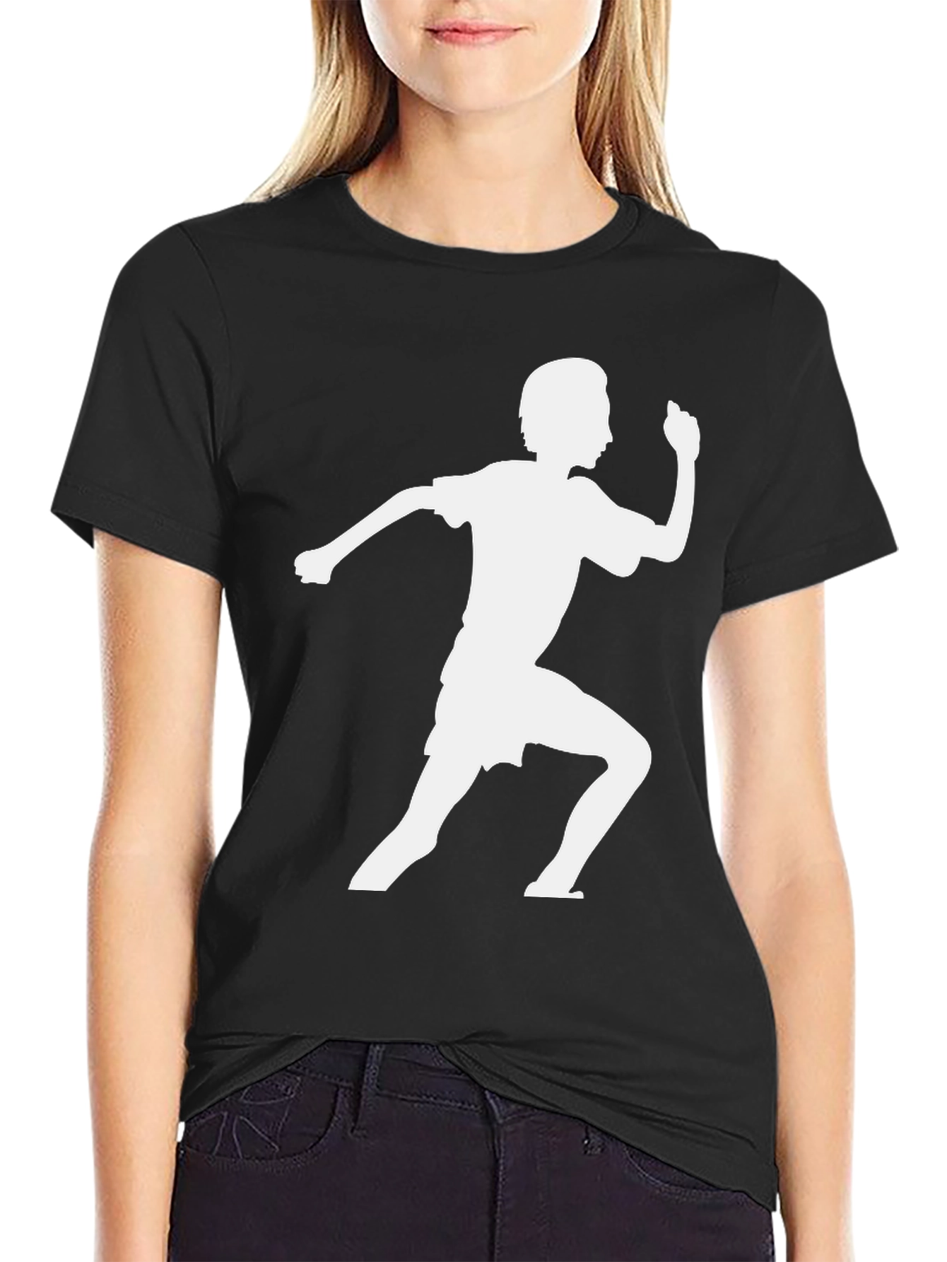 Black Runner Silhouette Graphic Tee - Black Cotton T-Shirt view 2