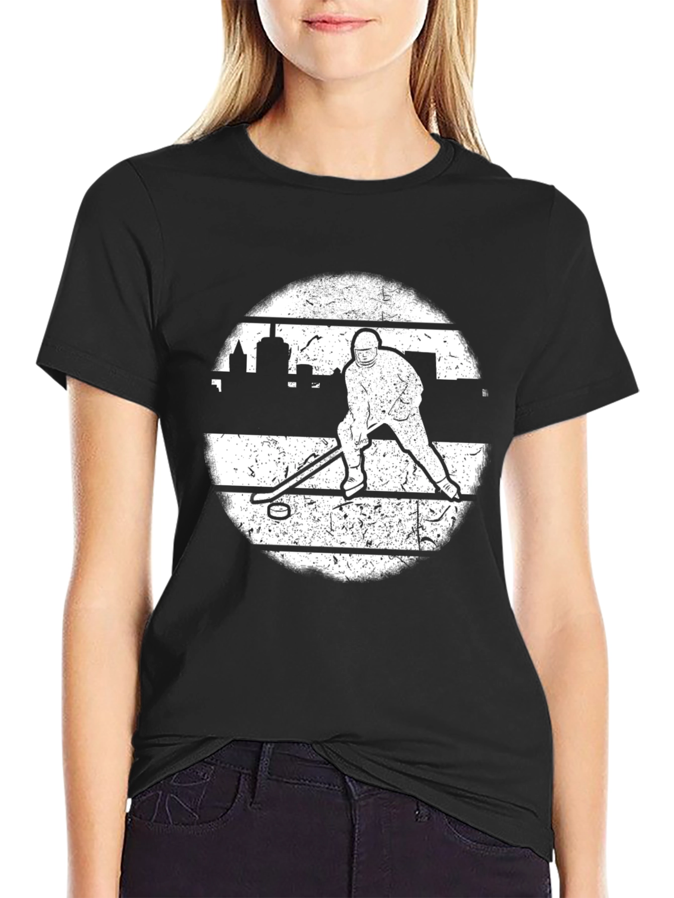 Black Hockey Player T-Shirt view 2