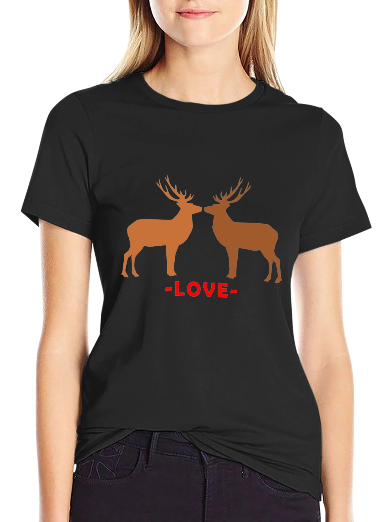 Black Deer Love Graphic Tee - Stylish Casual Wear view 2