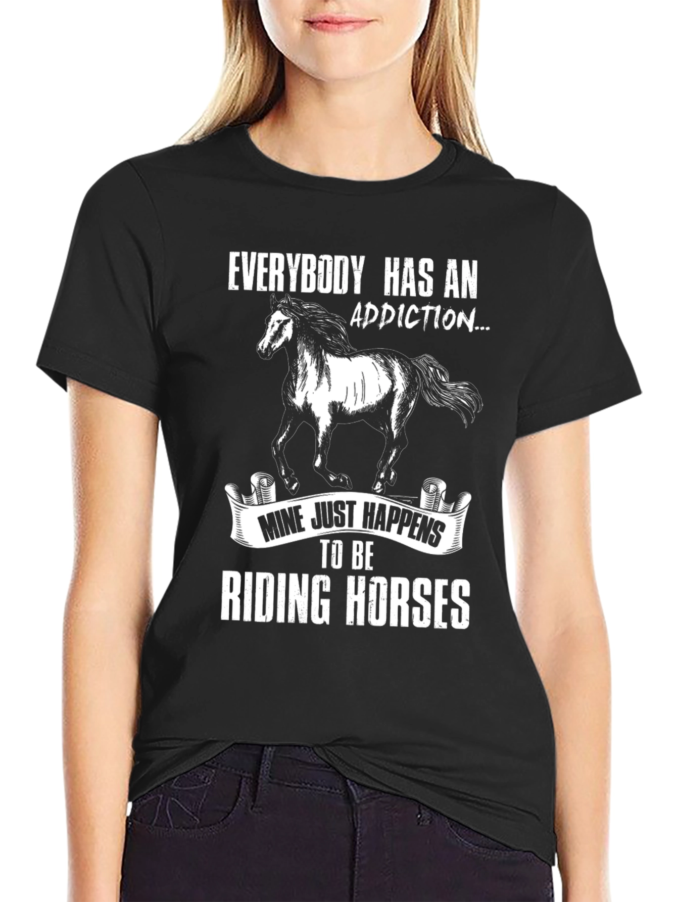 Black Riding Horses Addiction T-Shirt view 2