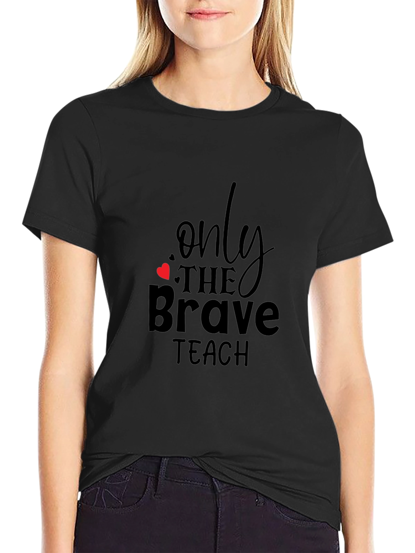 Black Only the Brave Teach Black T-Shirt view 2