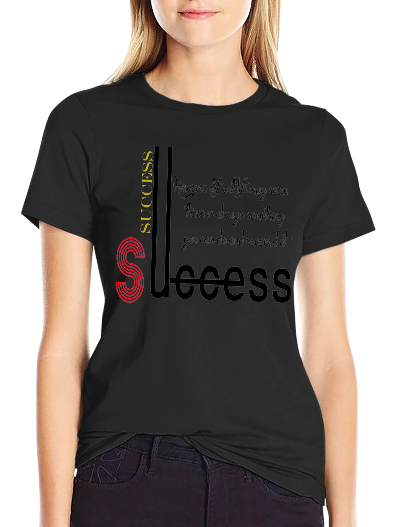Black Motivational Success Graphic T-Shirt view 2
