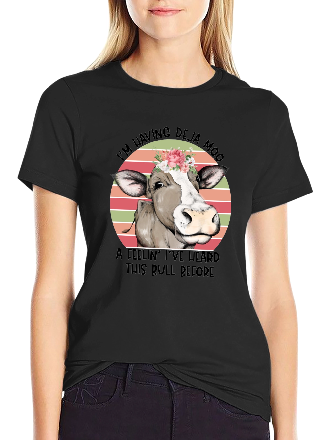 Black Deja Moo Cow Graphic Tee view 2