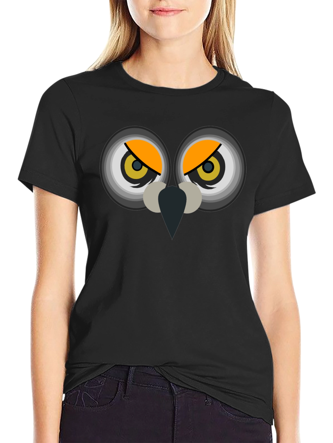 Black Owl Eyes Graphic T-Shirt - Men's Black Tee view 2