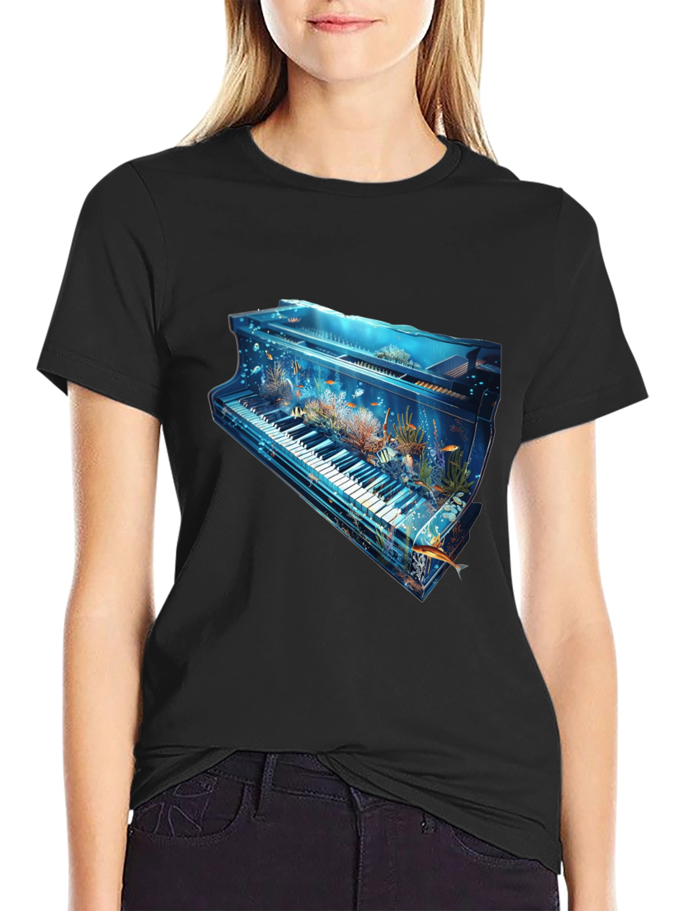 Aquatic Piano Graphic T-Shirt - 2