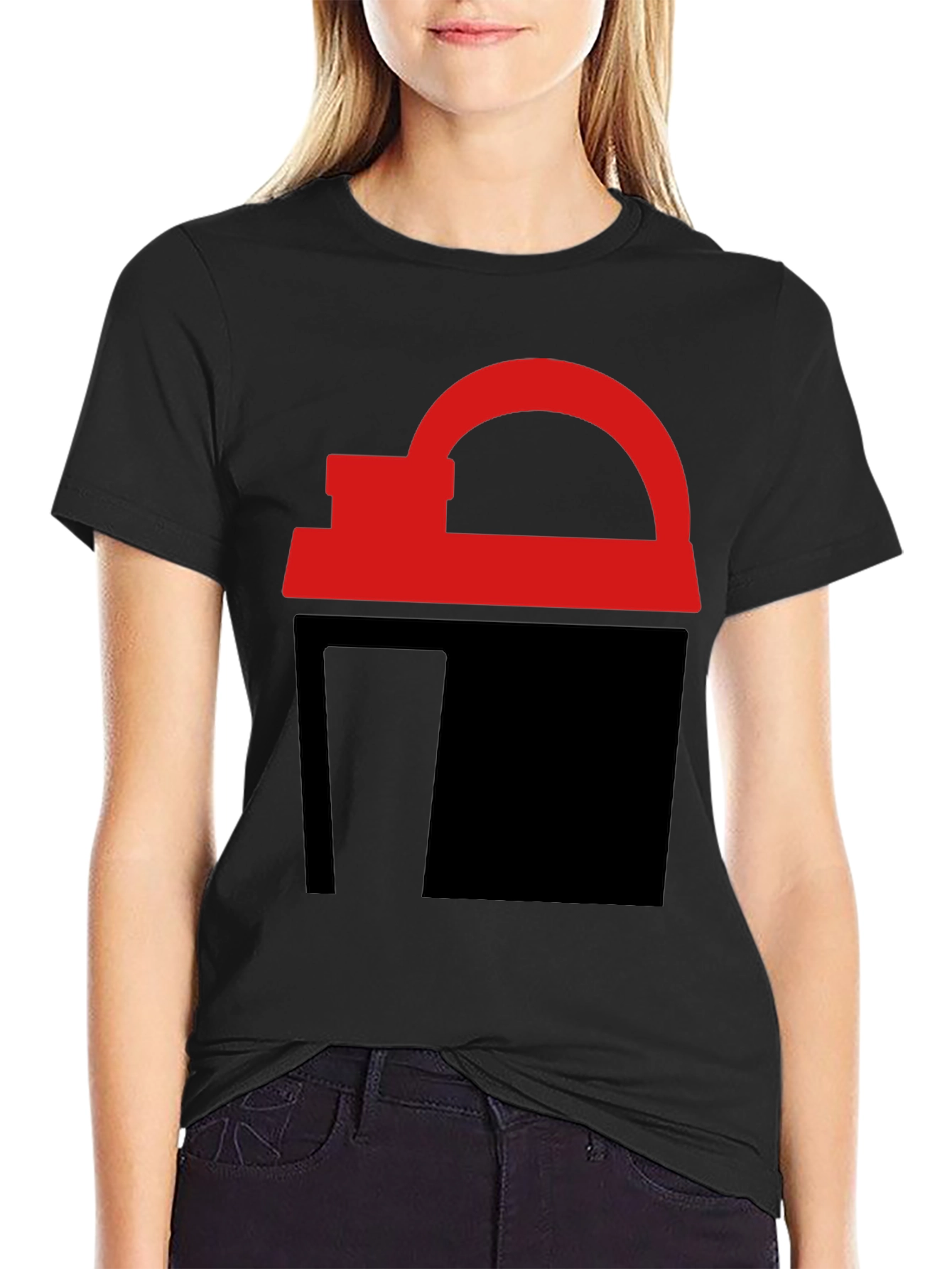 Black Abstract Red & Black Graphic Tee view 2