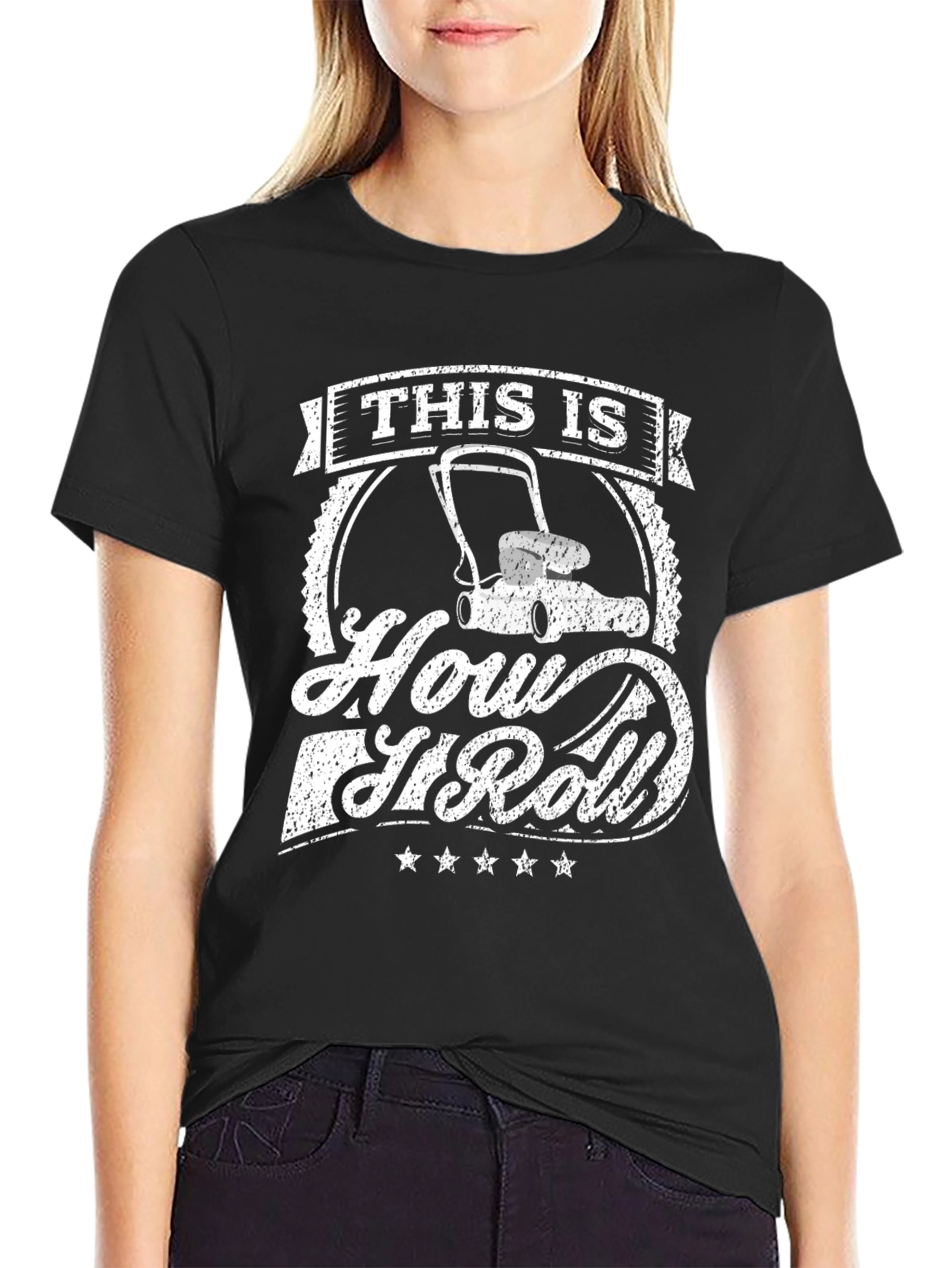 Black This Is How I Roll Lawnmower Graphic T-Shirt view 2