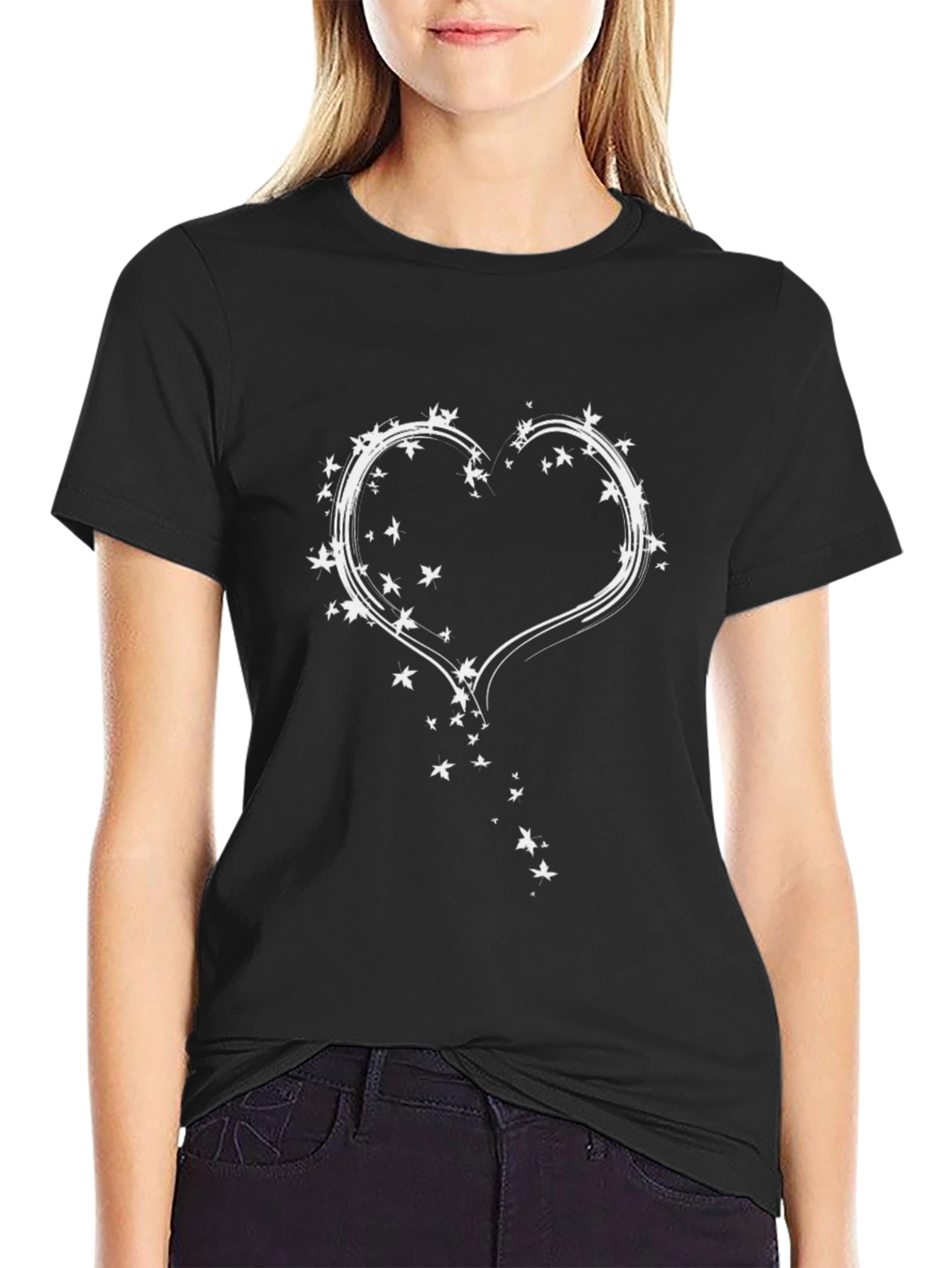 Black Heart Stars Graphic Tee - Soft Cotton Blend view 2