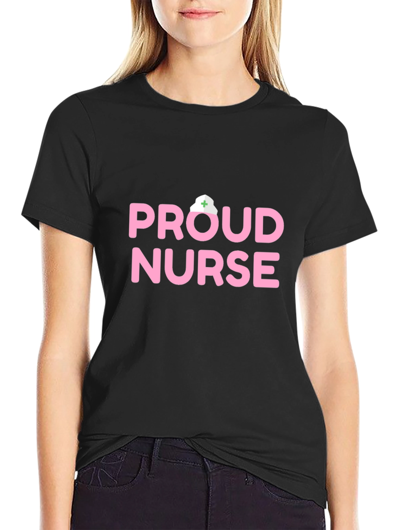 Black Proud Nurse Graphic Tee - Comfortable Everyday Wear view 2