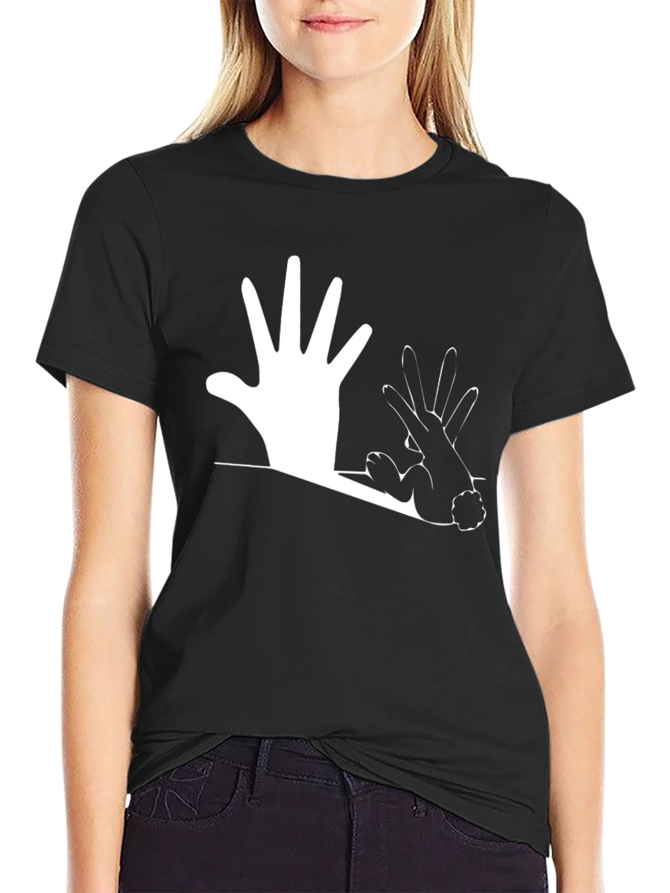 Black Hand Shadow Puppet T-Shirt view 2