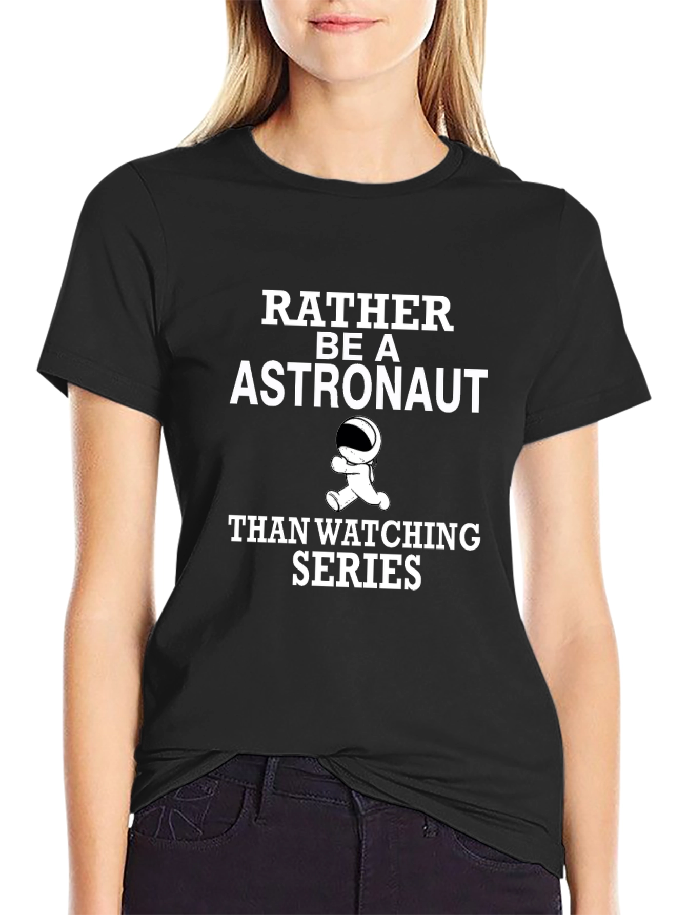 Black Astronaut Graphic Tee - Black Crew Neck view 2