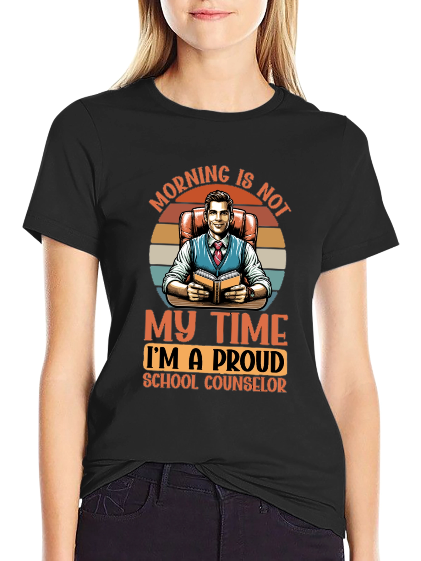 Black Proud School Counselor T-Shirt - Morning Is Not My Time view 2