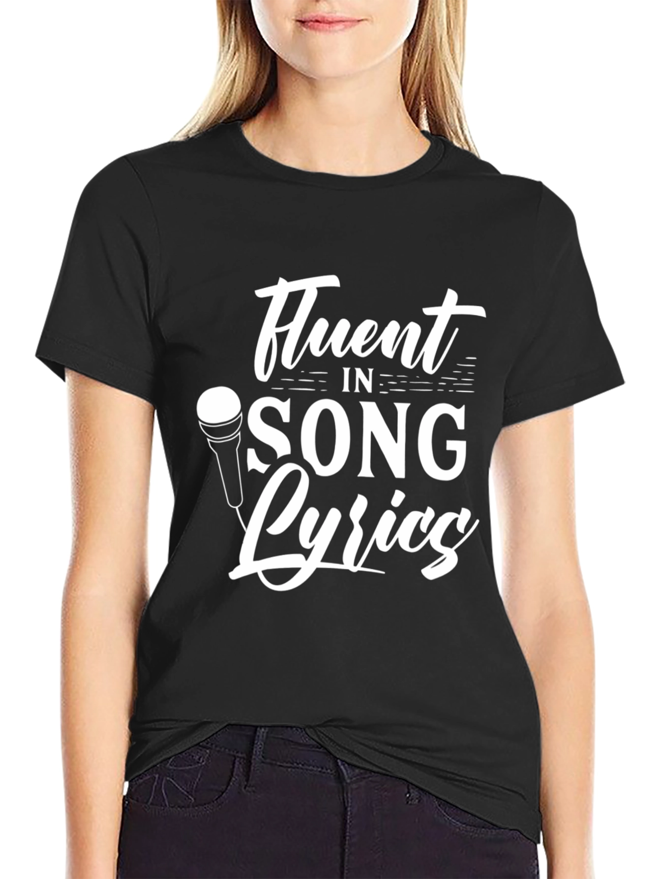 Black Fluent in Song Lyrics Graphic Tee view 2