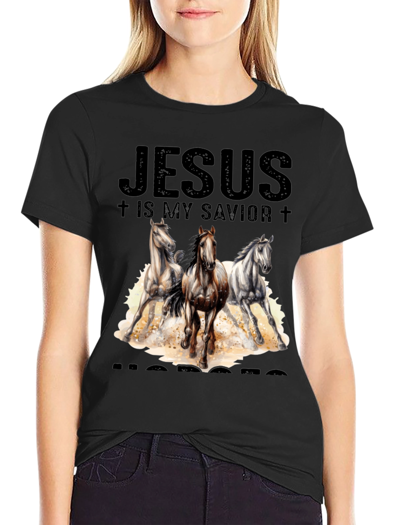 Black Jesus is My Savior Horses T-Shirt view 2