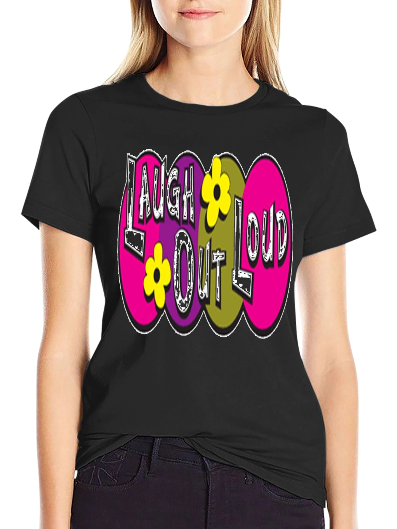 Black Laugh Out Loud Graphic Tee view 2