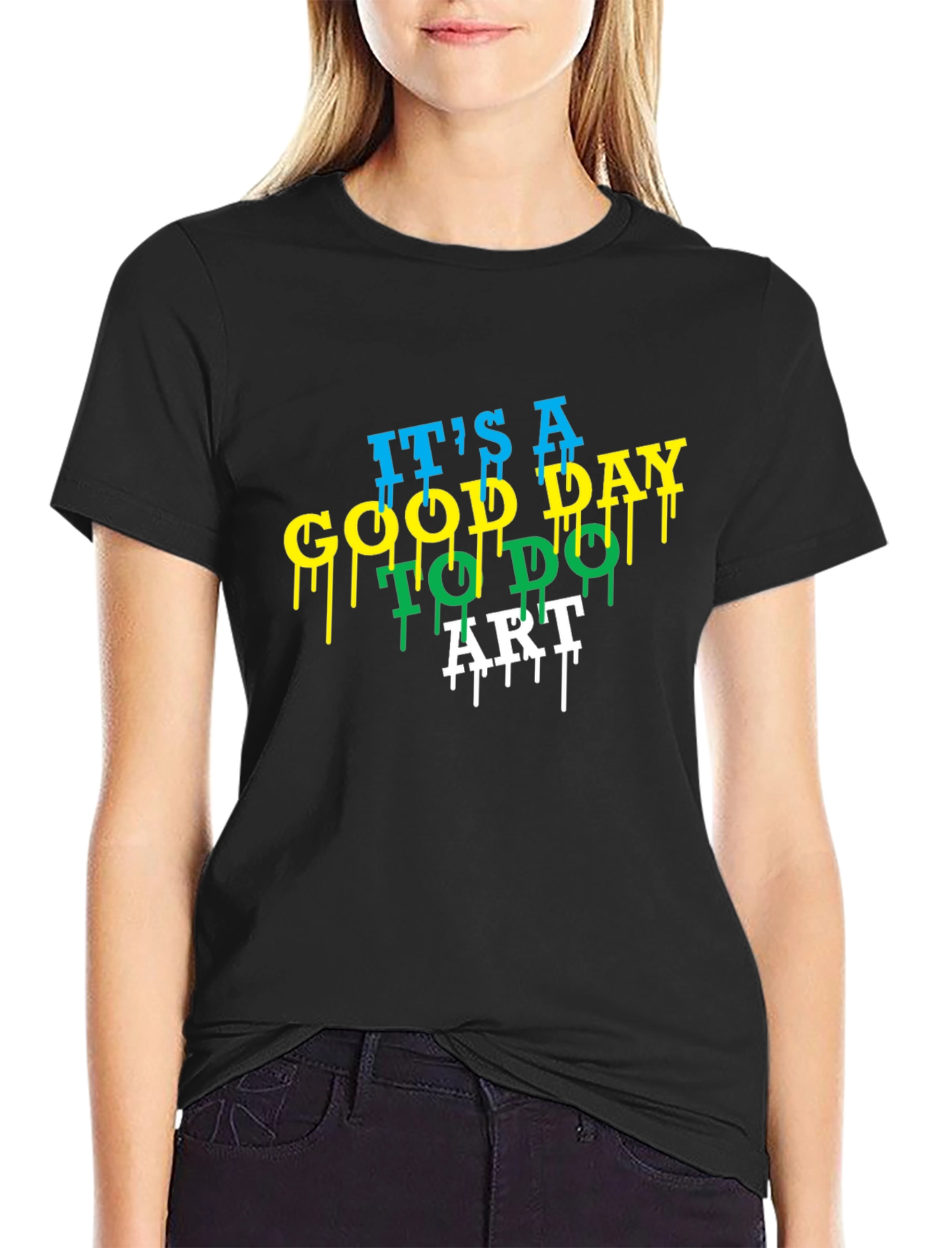 Black It's A Good Day to Do Art Men's Black T-Shirt view 2