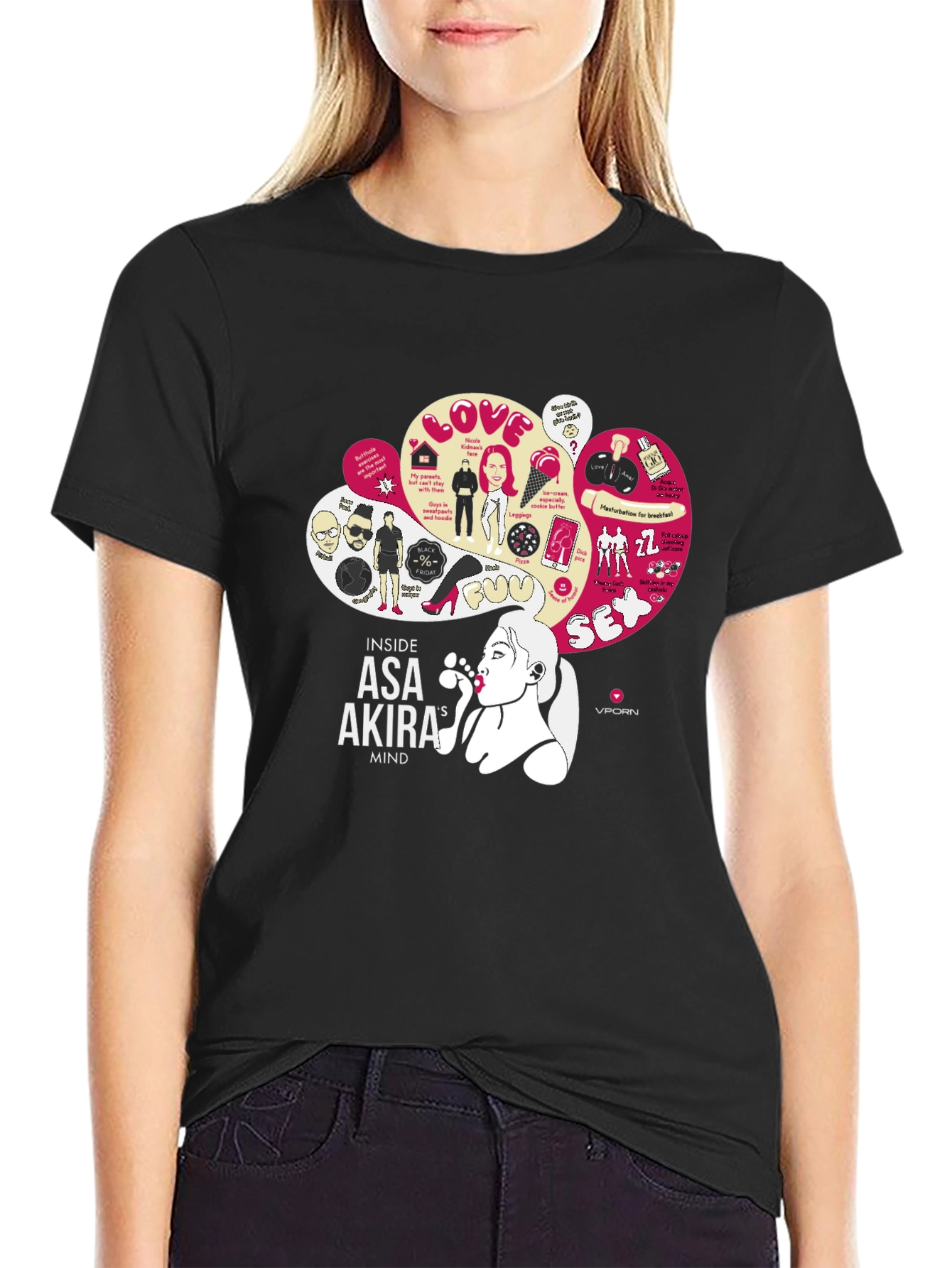 Black Asa Akira Mind T-Shirt: Funny Adult Humor Graphic Tee view 2