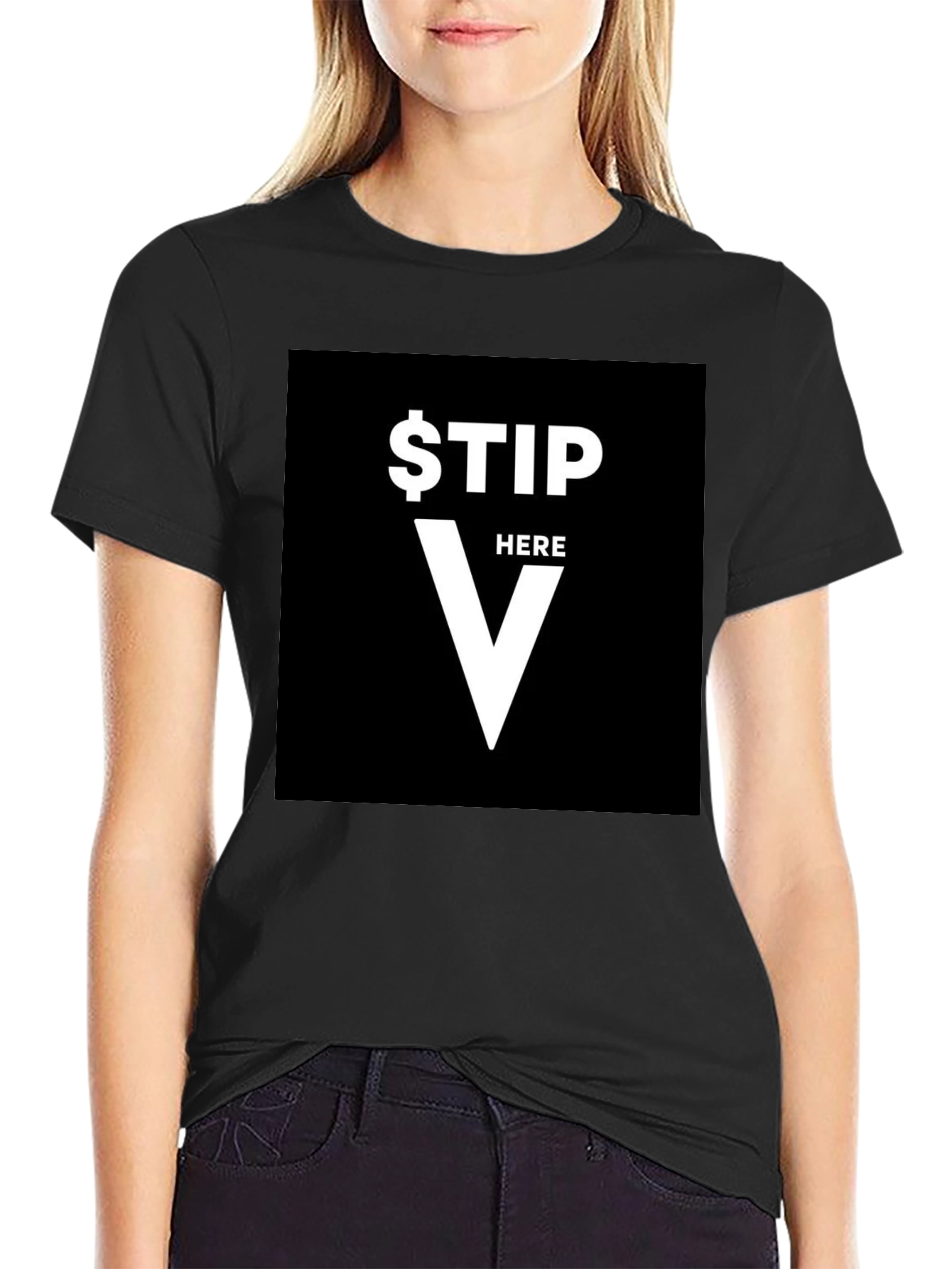 Black Tip Here T-Shirt - Funny Waiter Server Tee view 2
