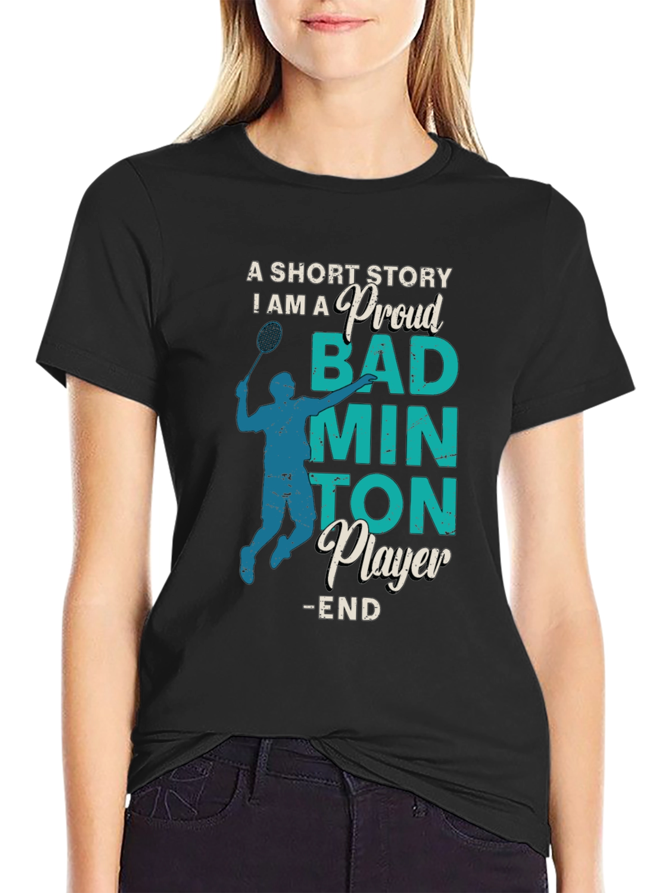 Black Proud Badminton Player Graphic Tee view 2