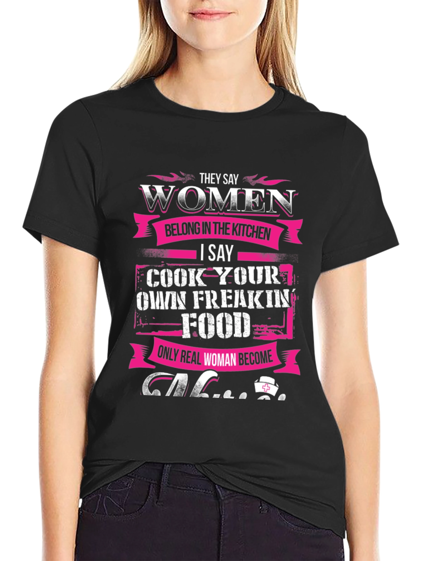 Black Women Belong in Kitchen T-Shirt - Cook Your Own Food view 2