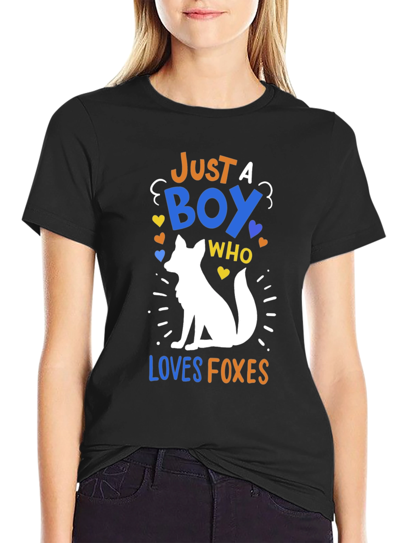 Black Boy Loves Foxes Graphic Tee - Trendy Animal Lover T-Shirt view 2
