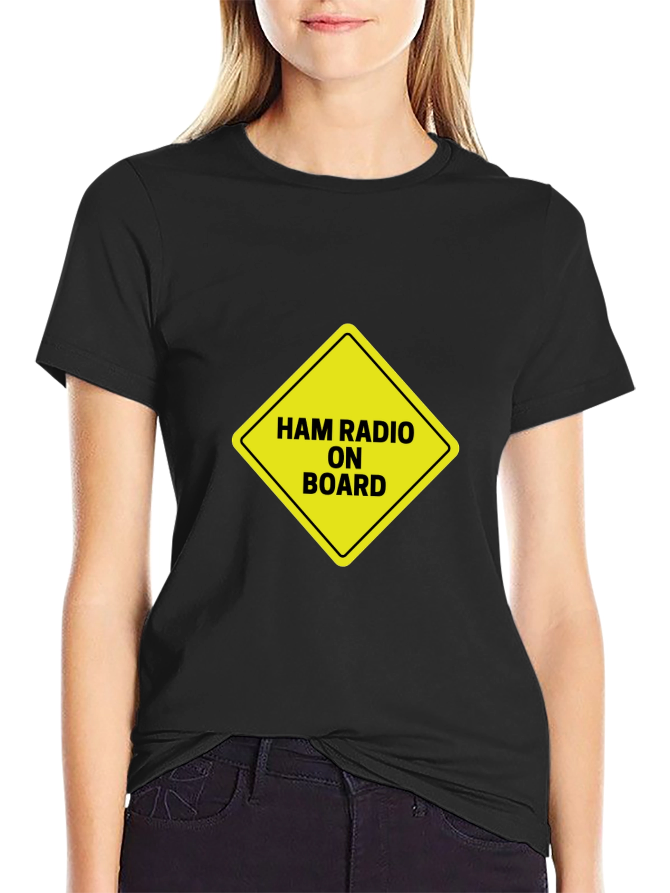 Black Ham Radio On Board T-Shirt view 2