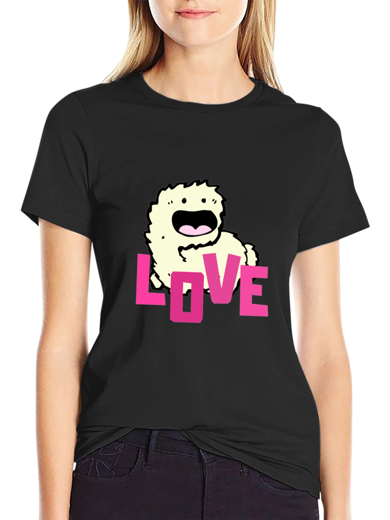 Black Love Monster Graphic Black T-Shirt view 2