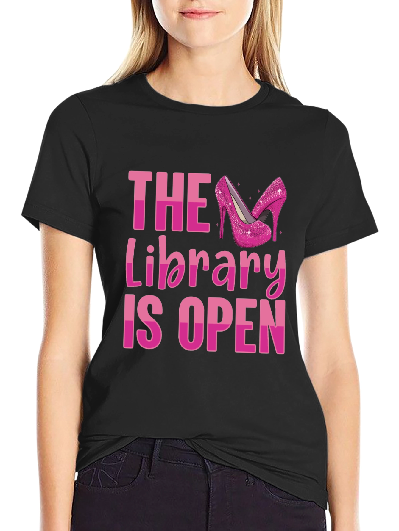 Black The Library is Open Drag Queen T-Shirt view 2