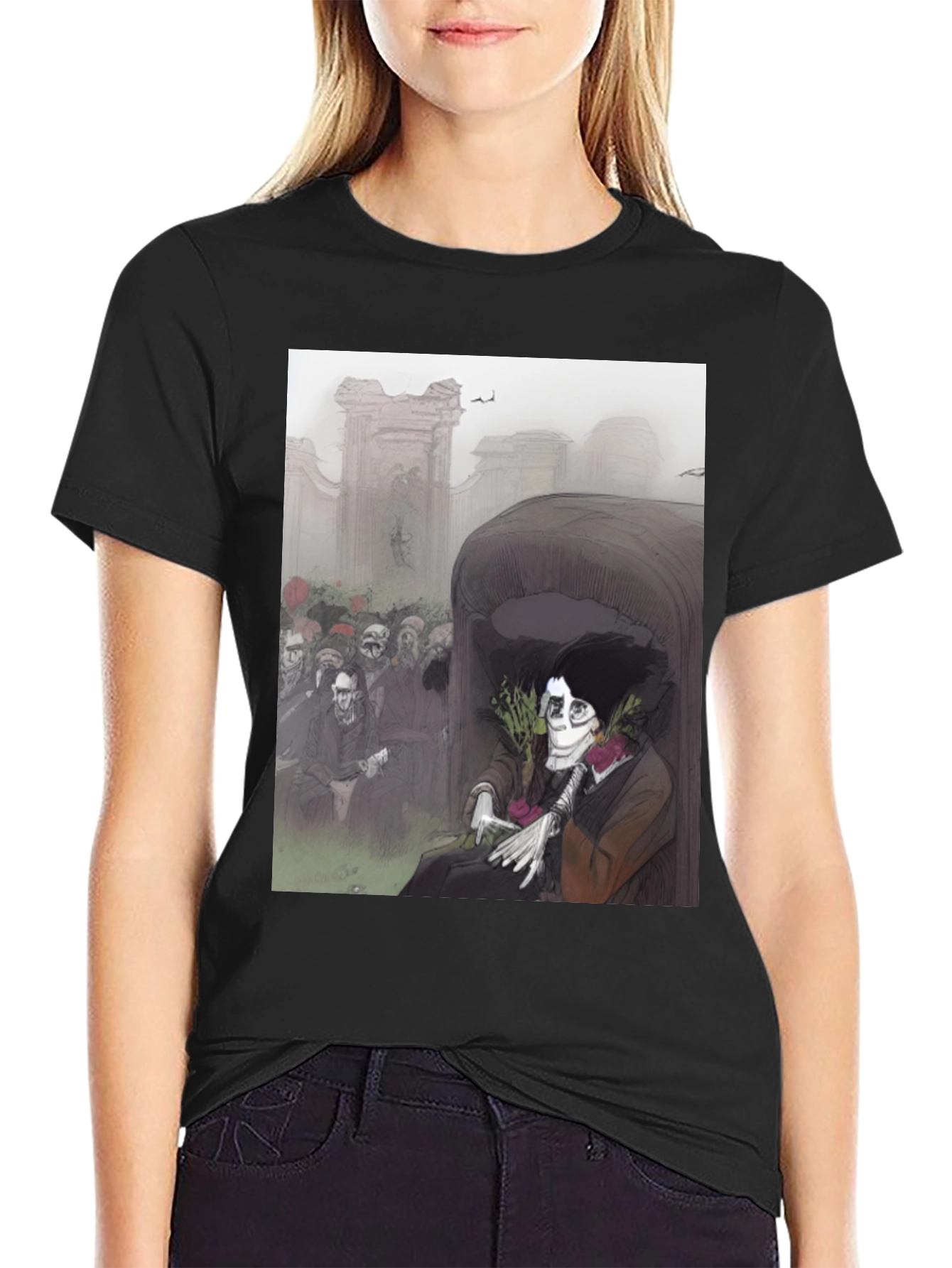 Black Gothic Skeleton T-Shirt view 2