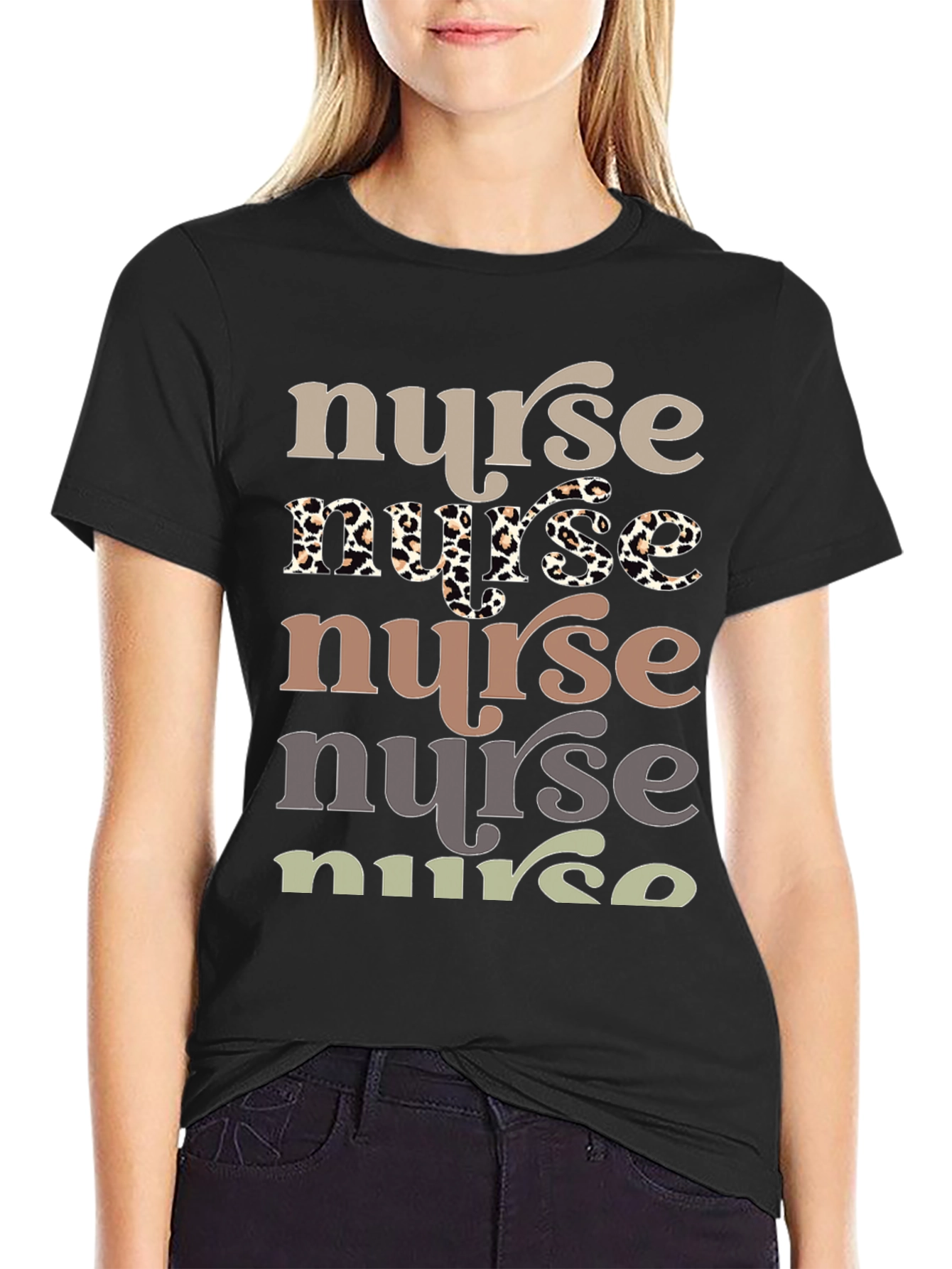 Black Stylish Nurse Graphic Tee - Comfortable Fit view 2