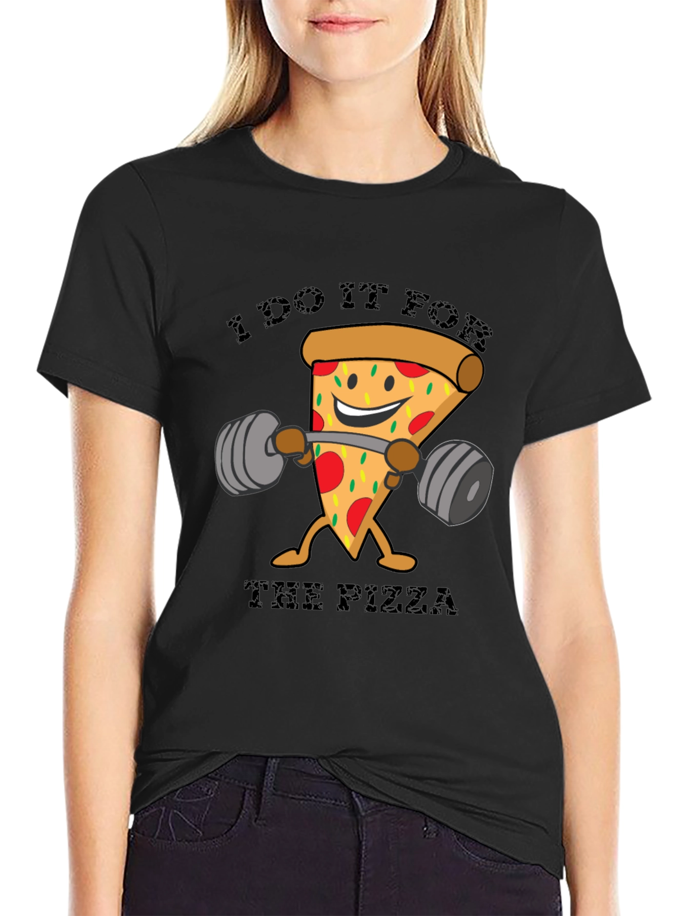 Black Pizza Lover Workout T-Shirt - Funny Fitness Tee view 2