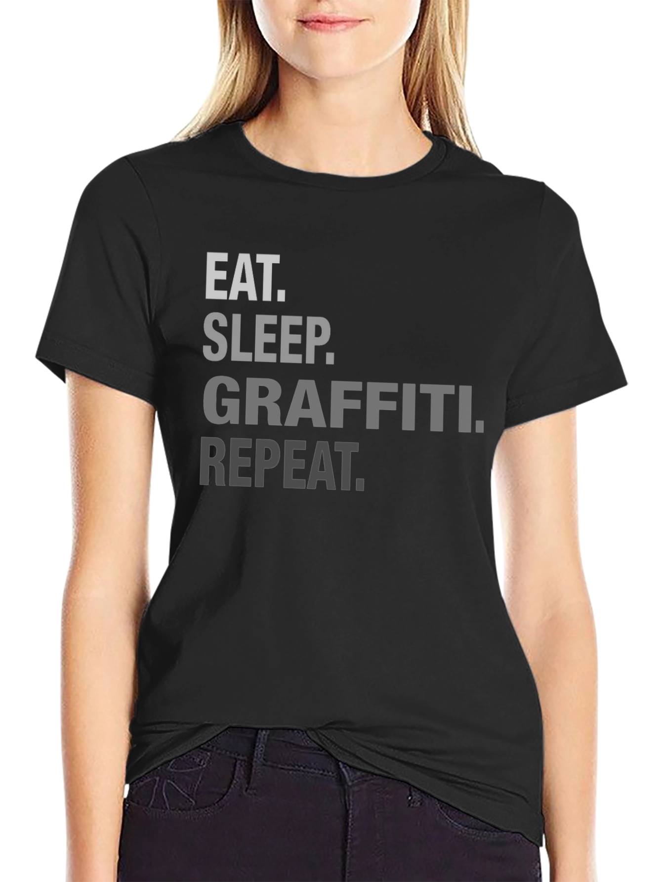 Black Eat Sleep Graffiti Repeat Black T-Shirt view 2