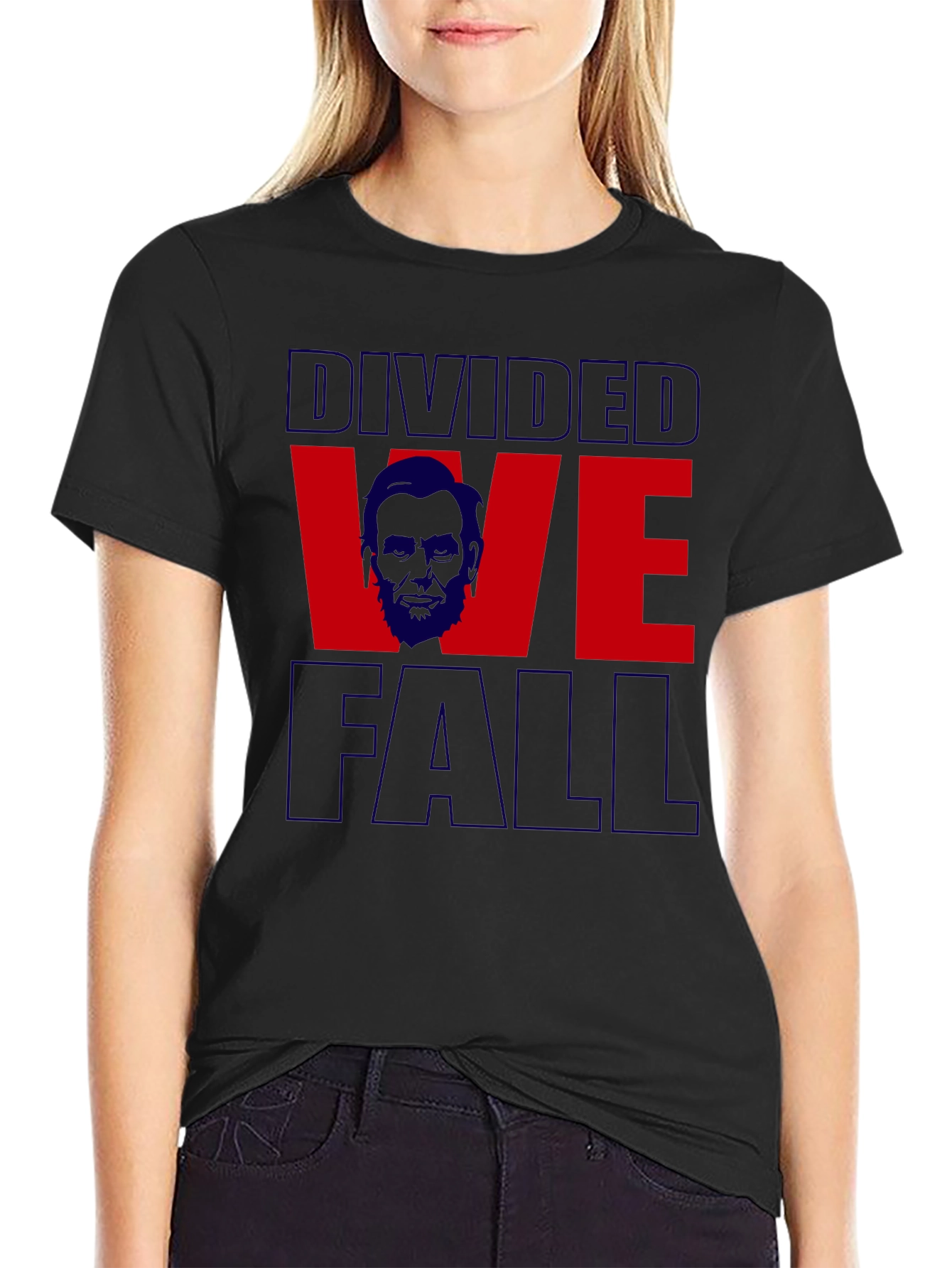 Black Divided We Fall Graphic Tee - Black Cotton Blend view 2