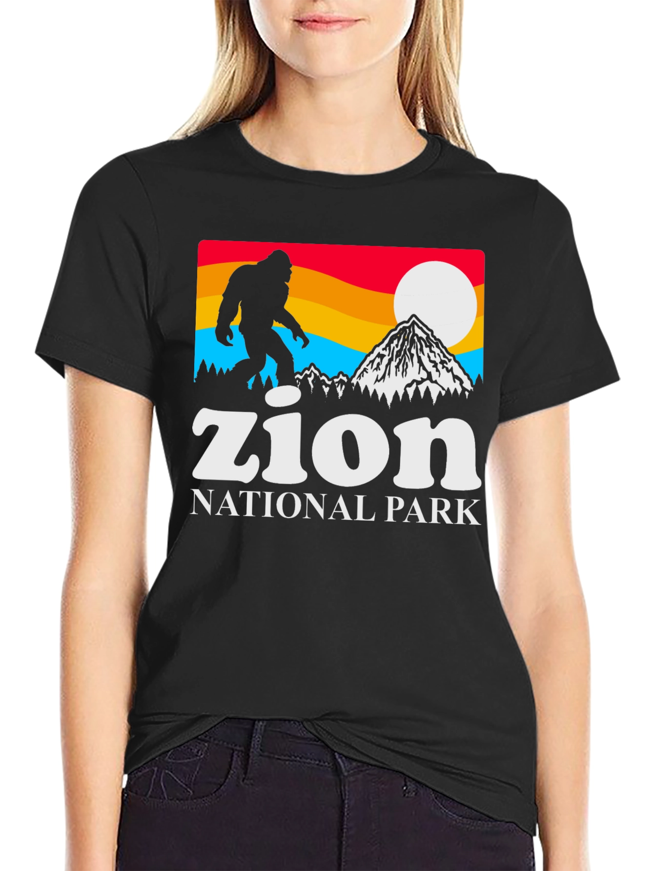Black Zion National Park Bigfoot Graphic Tee - Black view 2