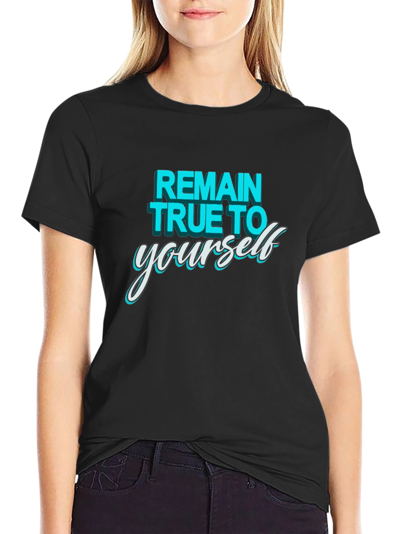 Black Remain True To Yourself Graphic T-Shirt - Black view 2