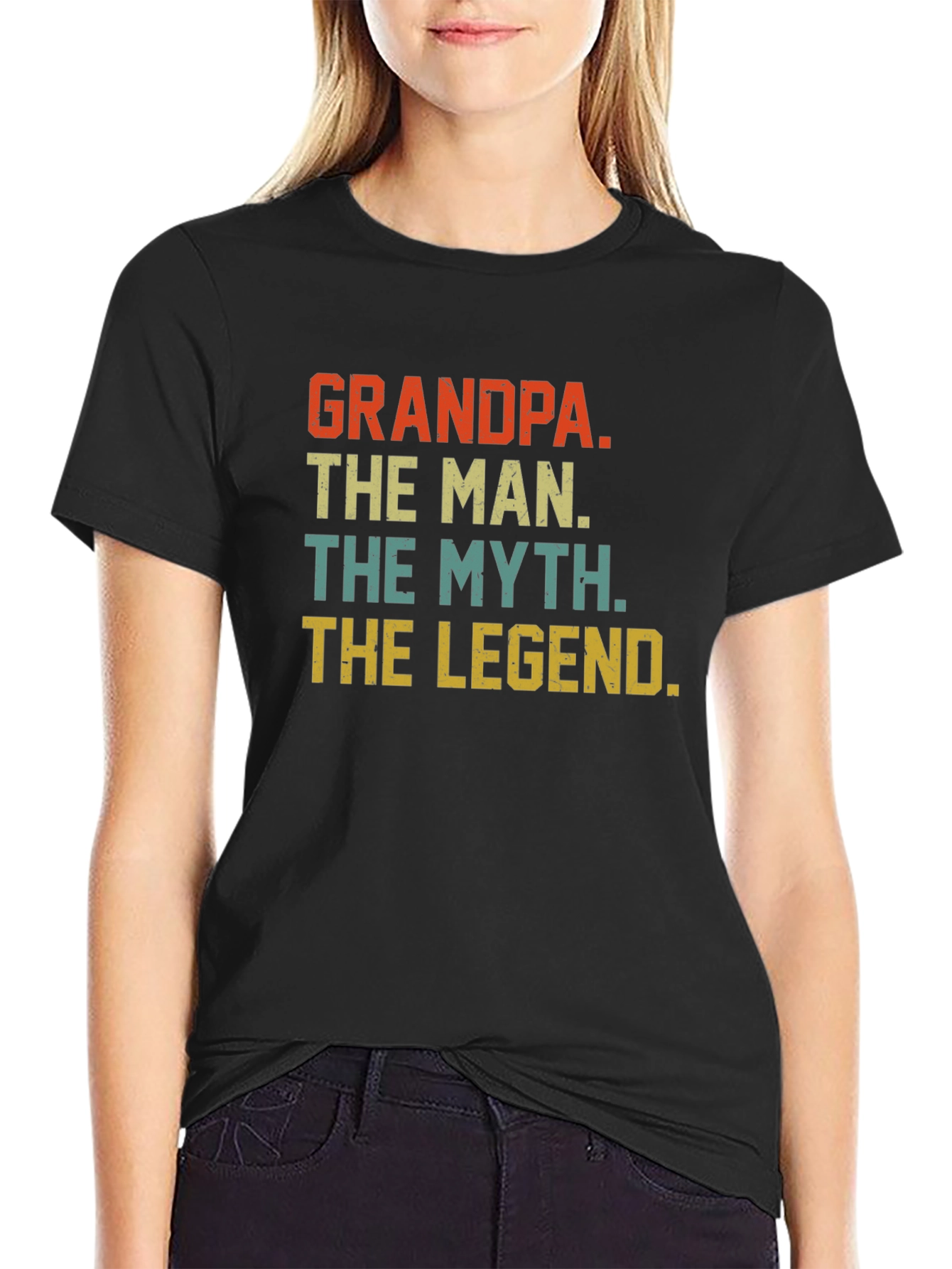 Black Grandpa The Man Myth Legend T-Shirt view 2