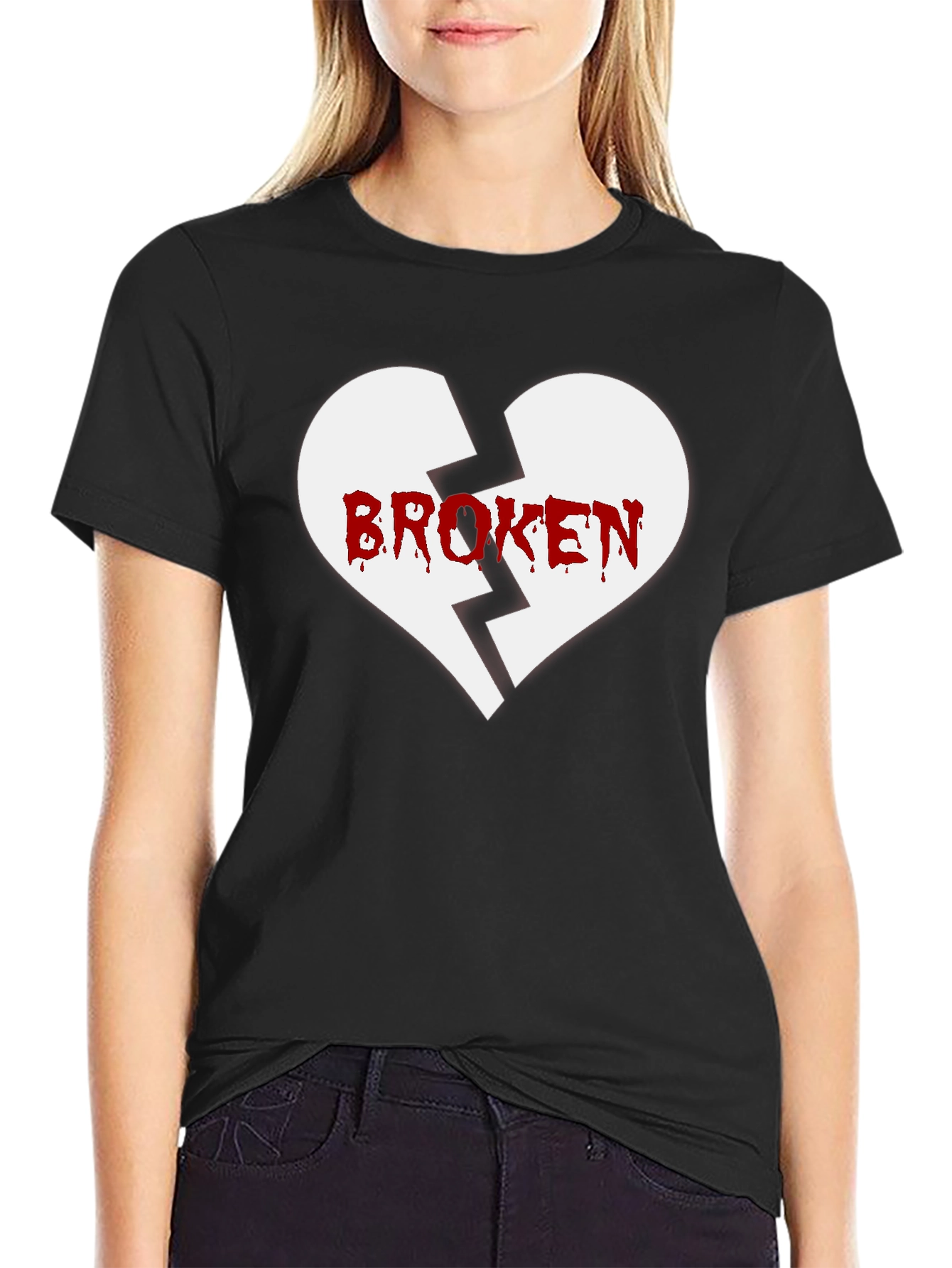 Black Broken Heart Graphic Tee - Men's Black T-Shirt view 2
