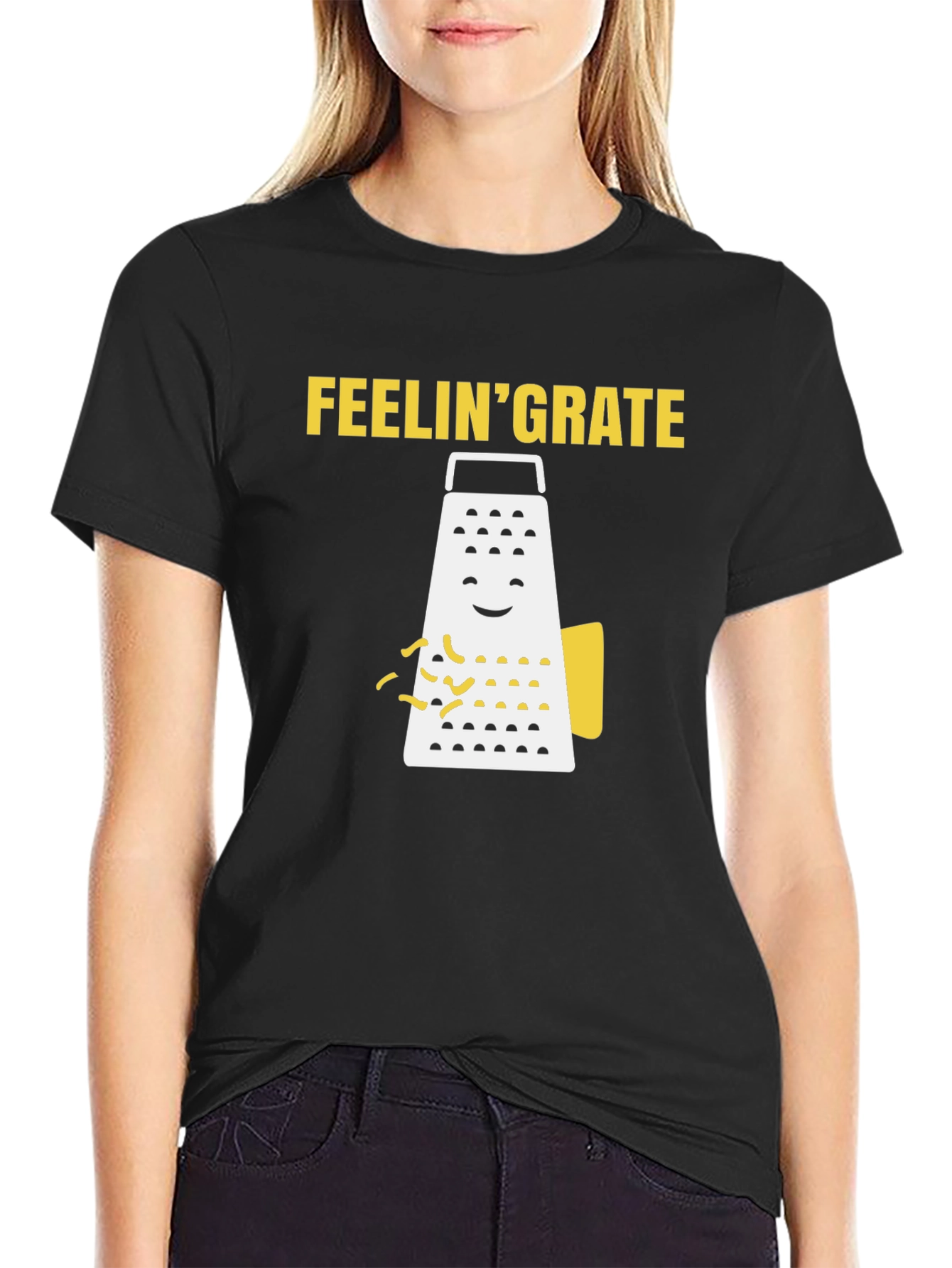 Black Feelin' Grate Pun T-Shirt - Black, Funny, Comfortable Tee view 2