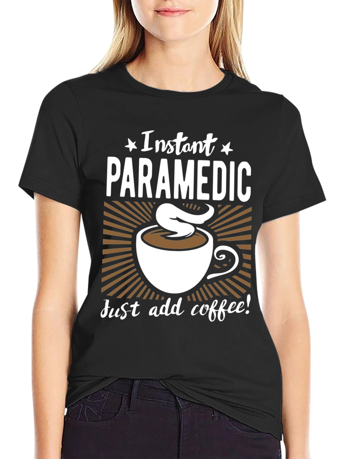Black Instant Paramedic Coffee Graphic T-Shirt view 2