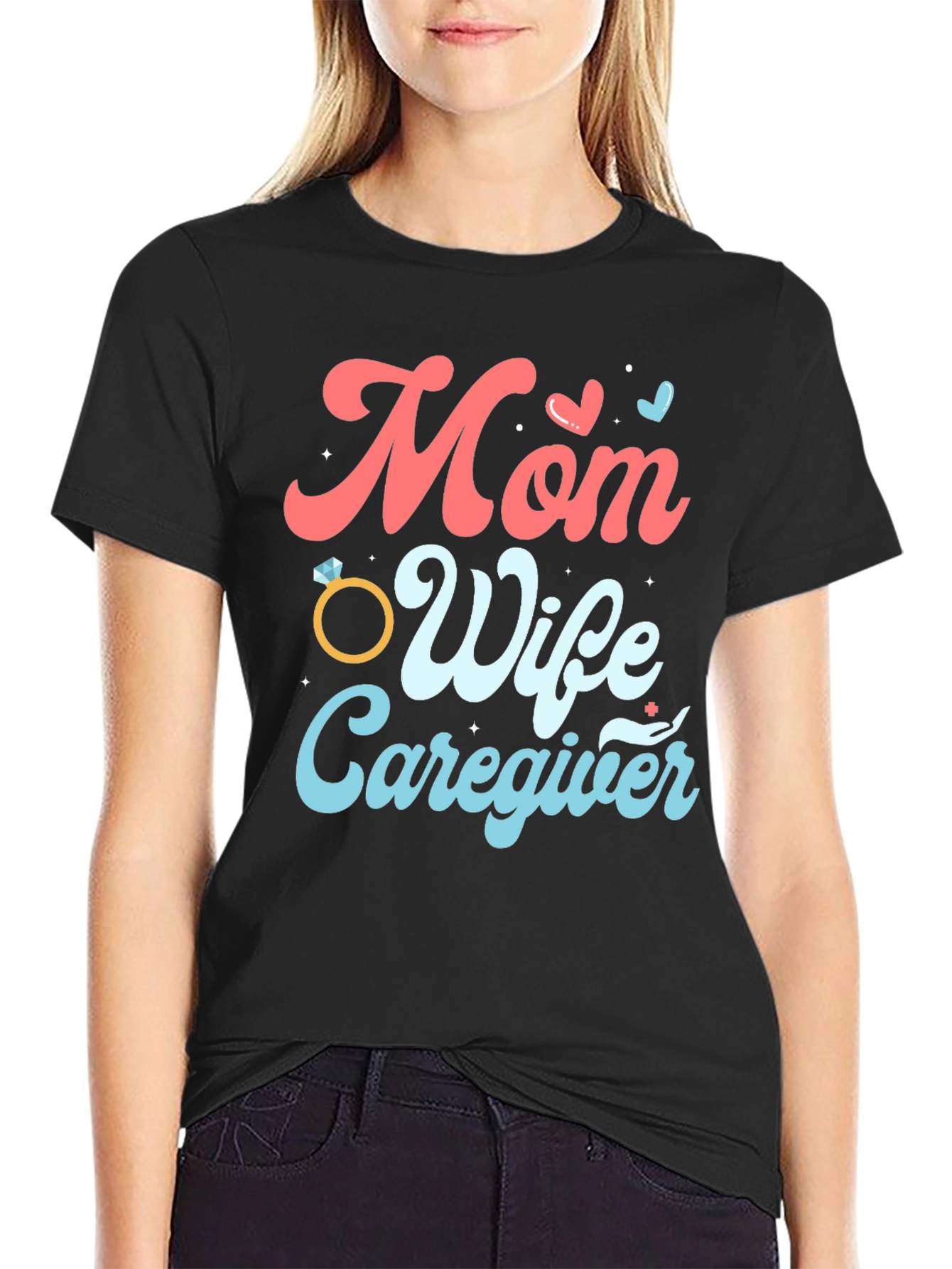 Black Mom Wife Caregiver Graphic Tee view 2