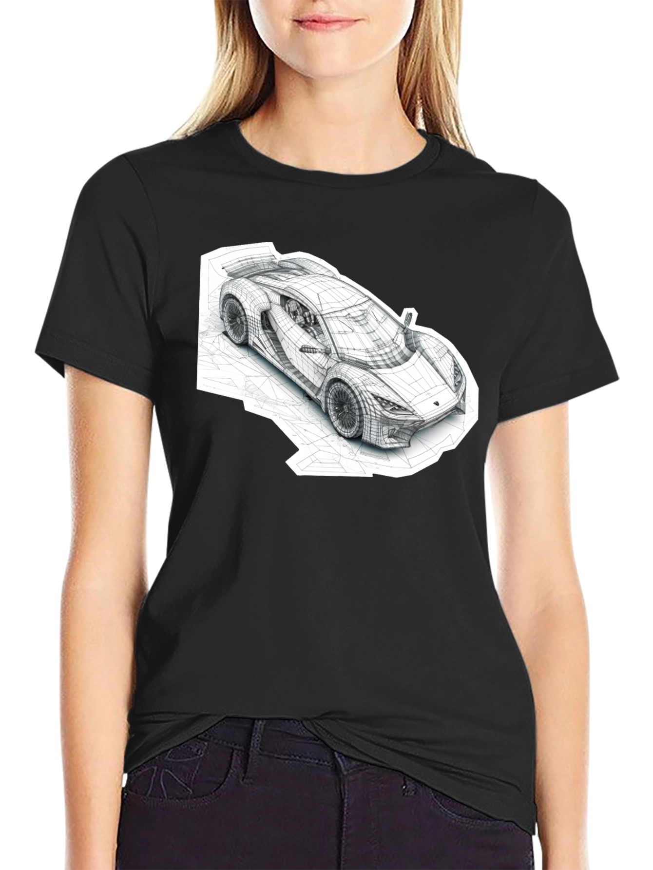 Black Abstract Car Design Black T-Shirt view 2
