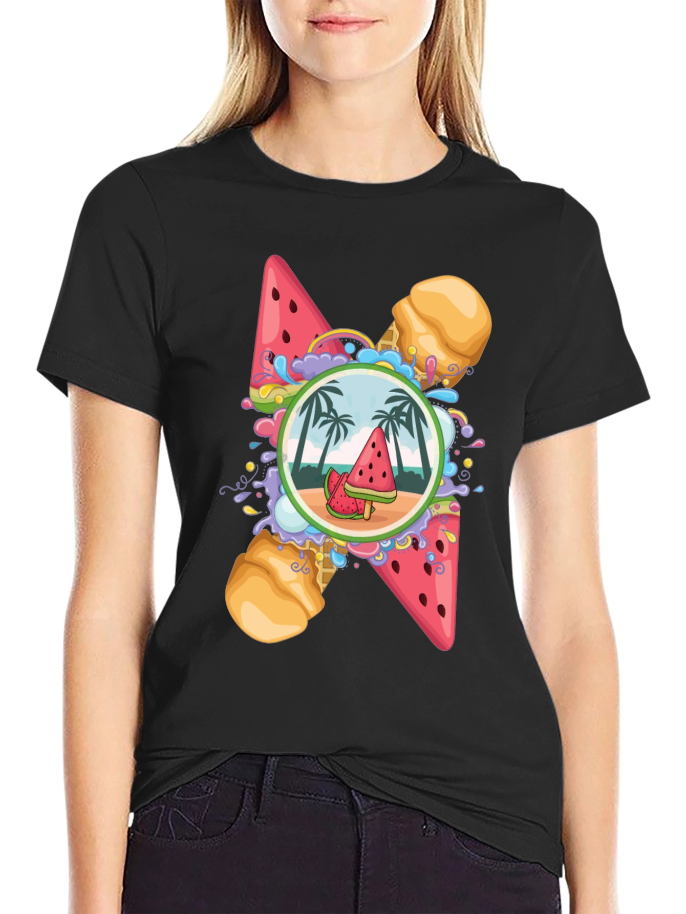 Black Summer Vibes Graphic T-Shirt view 2