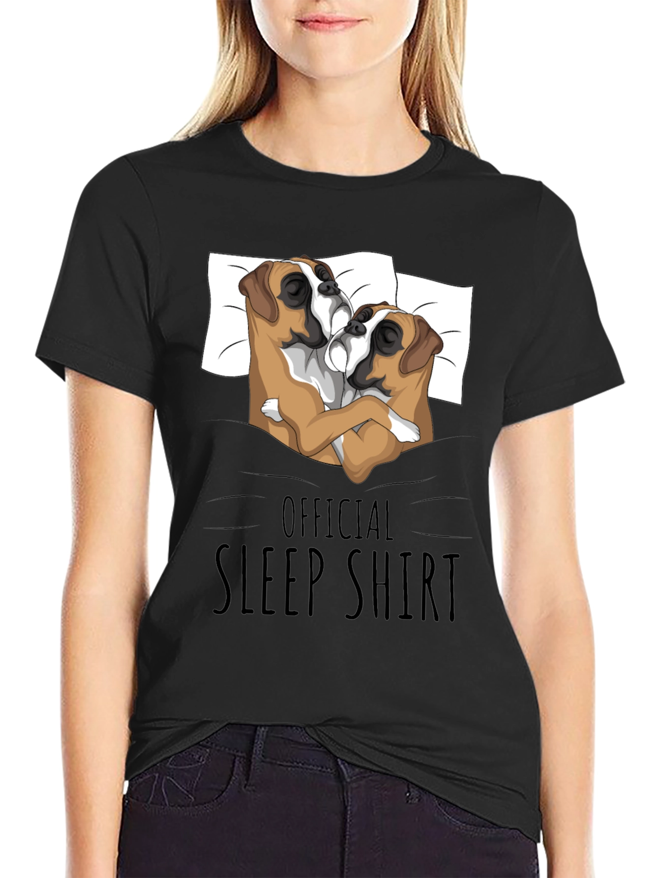 Black Official Boxer Dog Sleep Shirt view 2